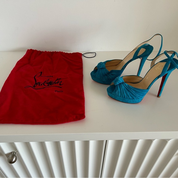 Christian Louboutin Blue Suede Greissimo platform sandals - Picture 8 of 15